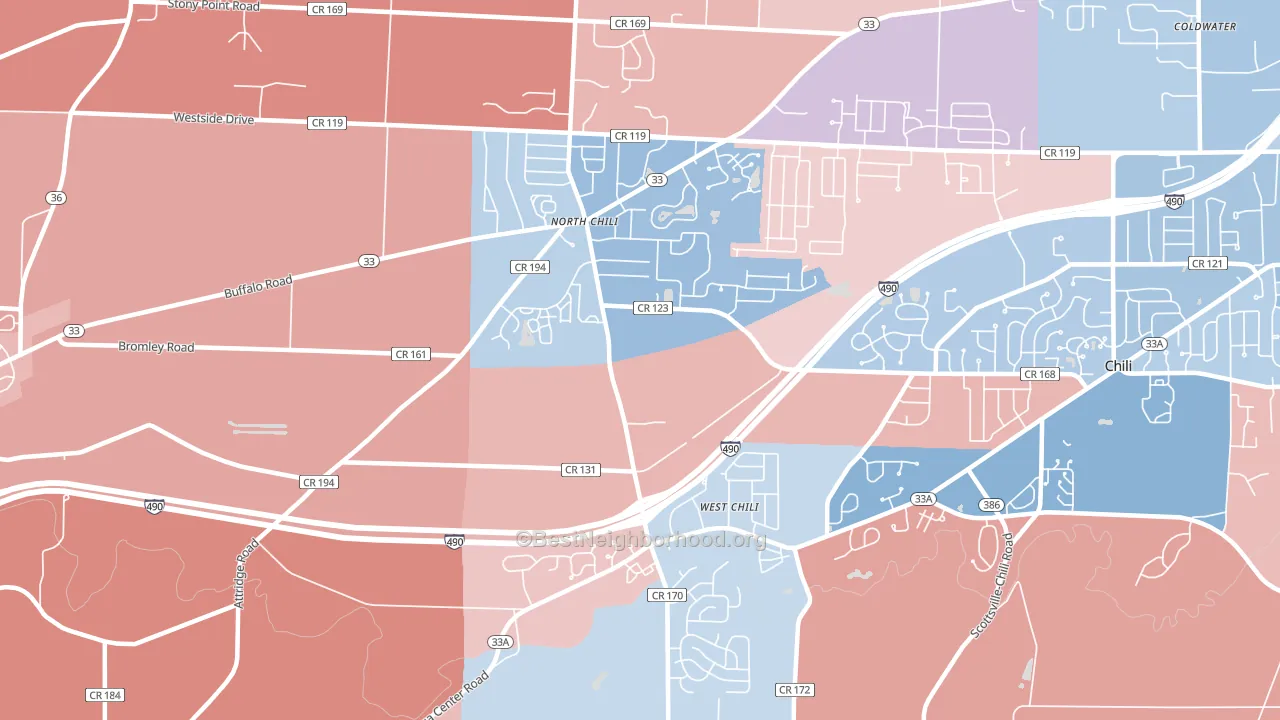 14514, NY block-group political-lean map