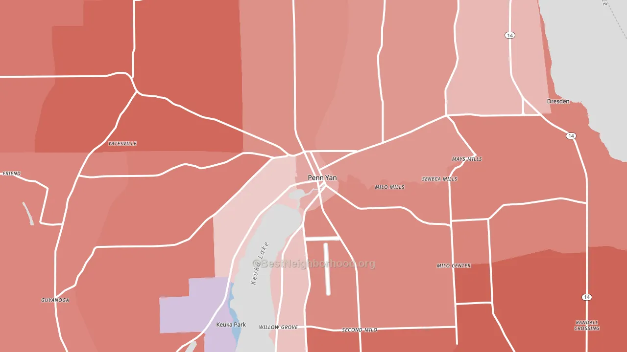 14527, NY block-group political-lean map