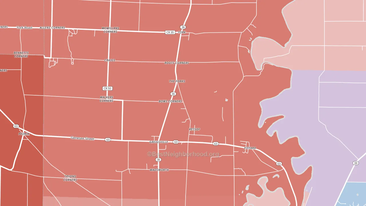 14533, NY block-group political-lean map