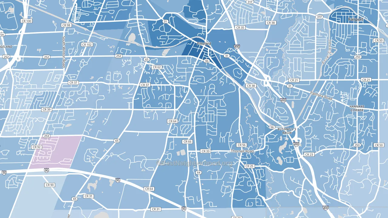 14534, NY block-group political-lean map