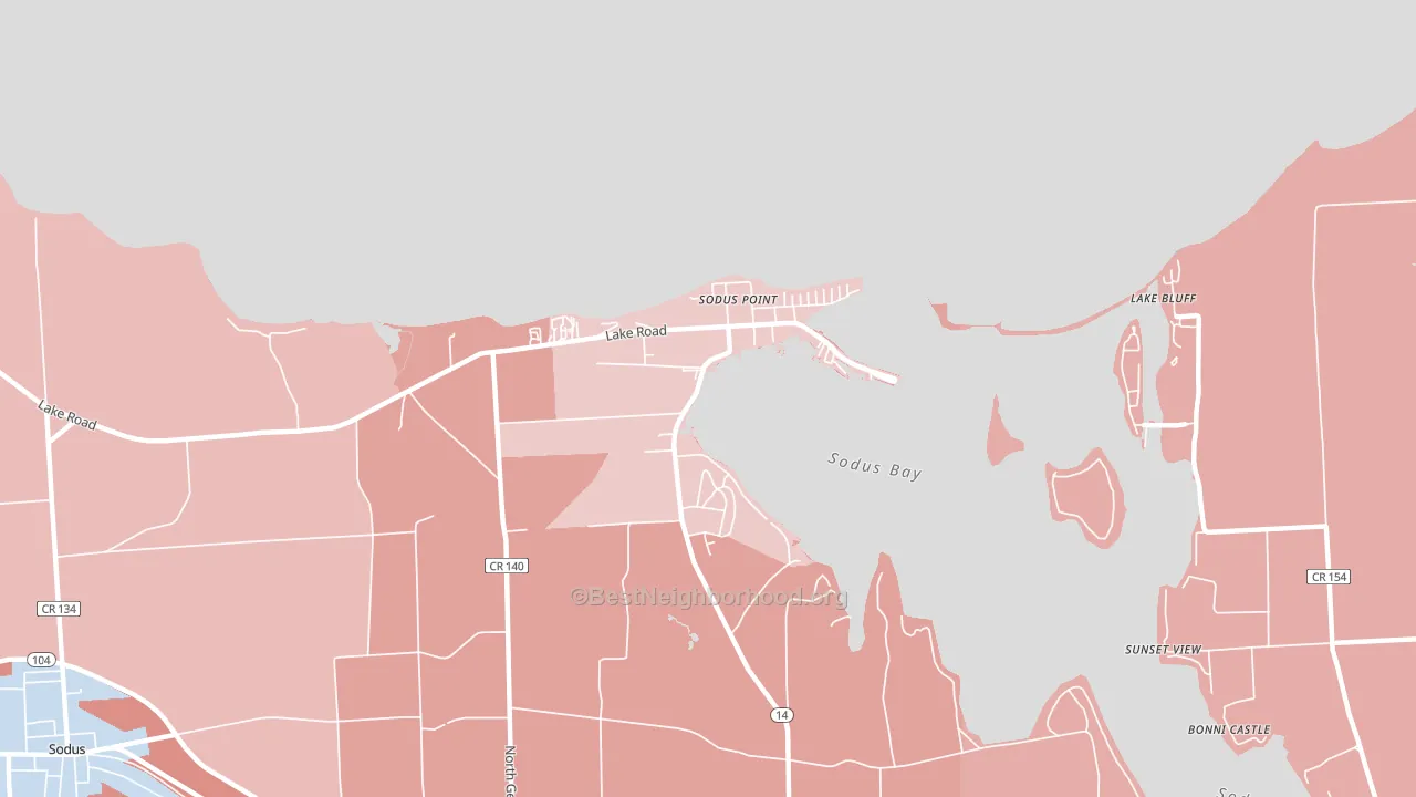 14555, NY block-group political-lean map
