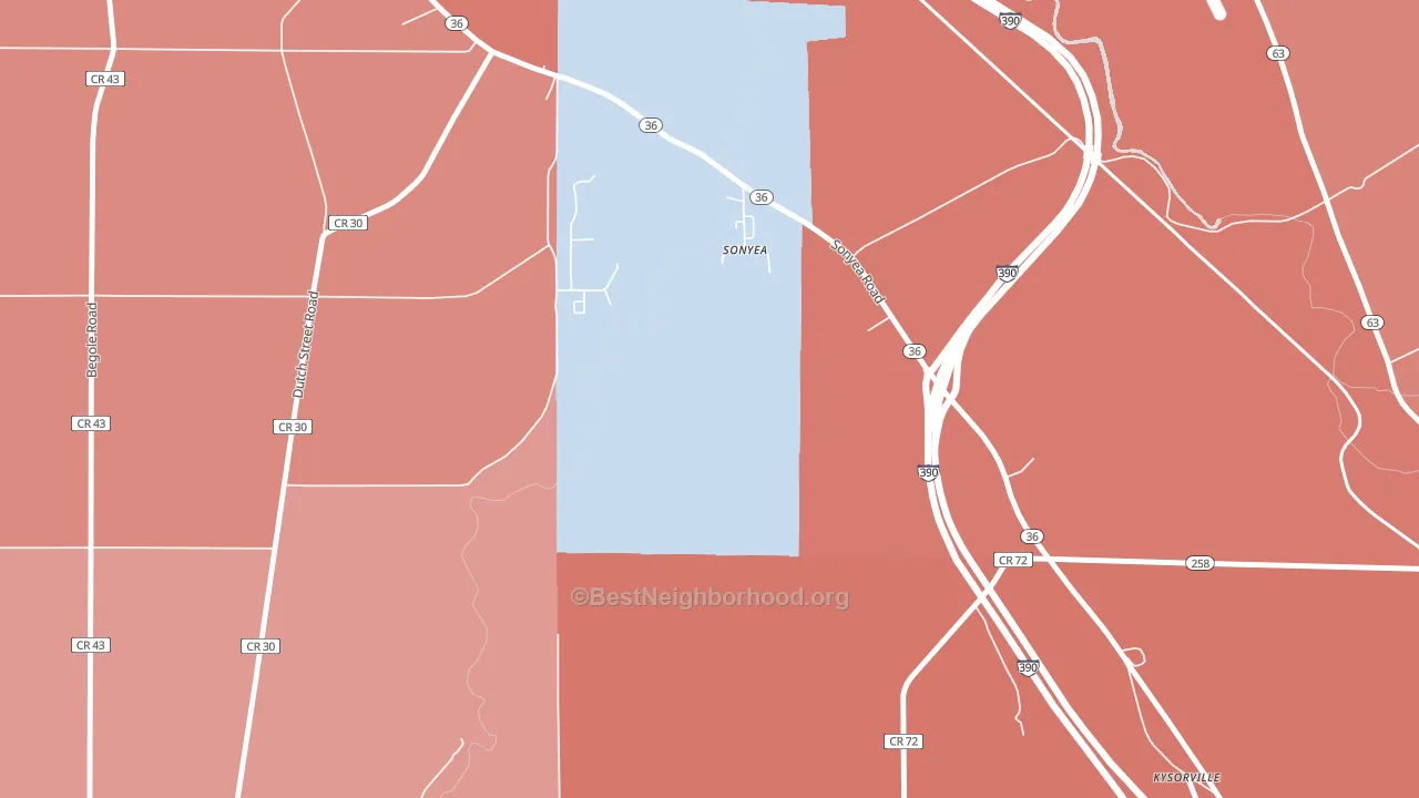 14556, NY block-group political-lean map