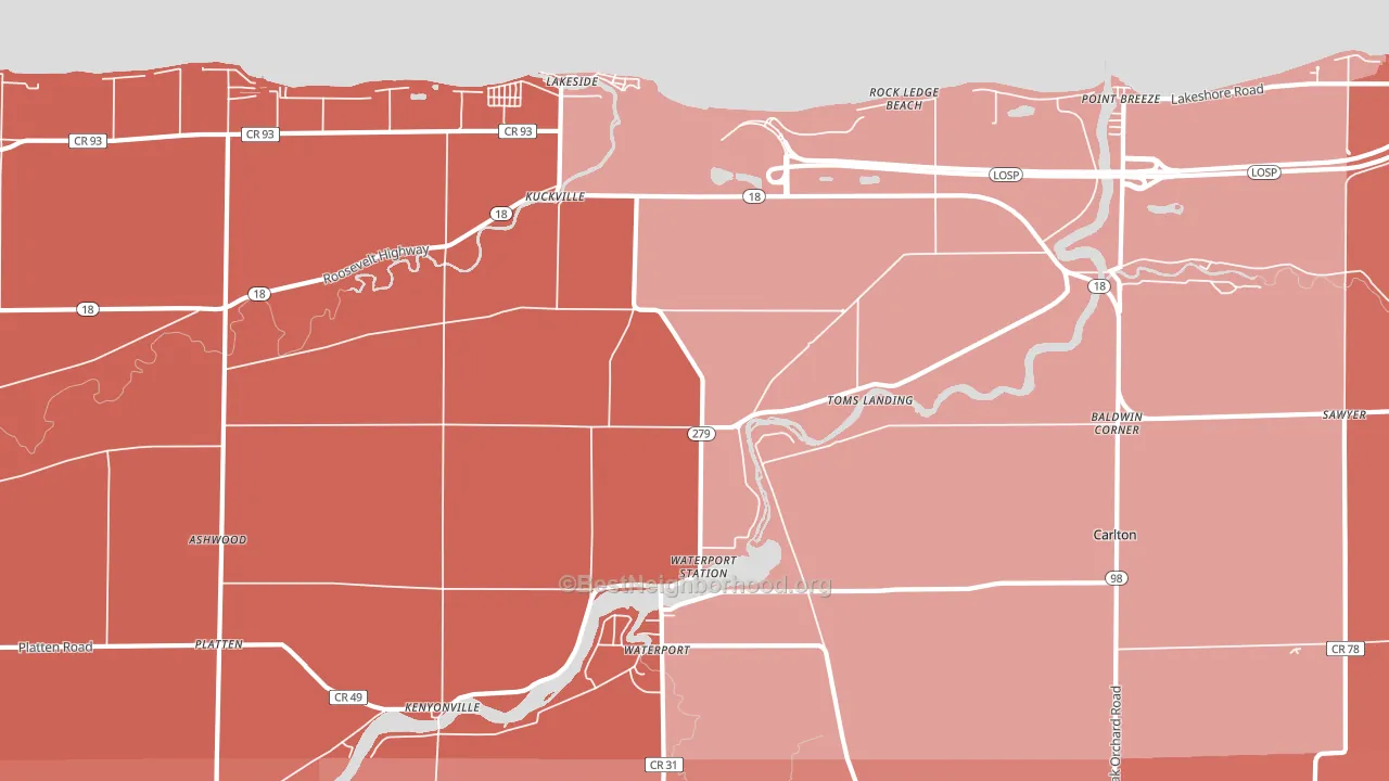 14571, NY block-group political-lean map