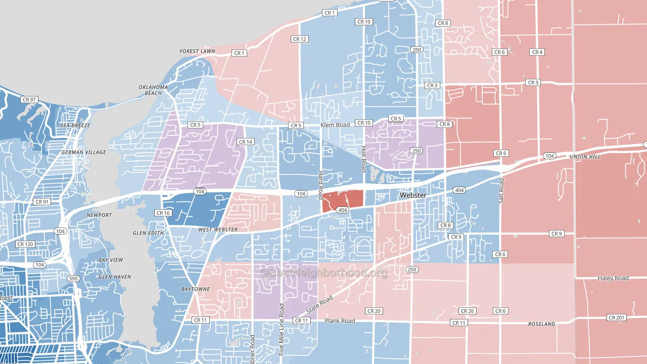 14580, NY block-group political-lean map