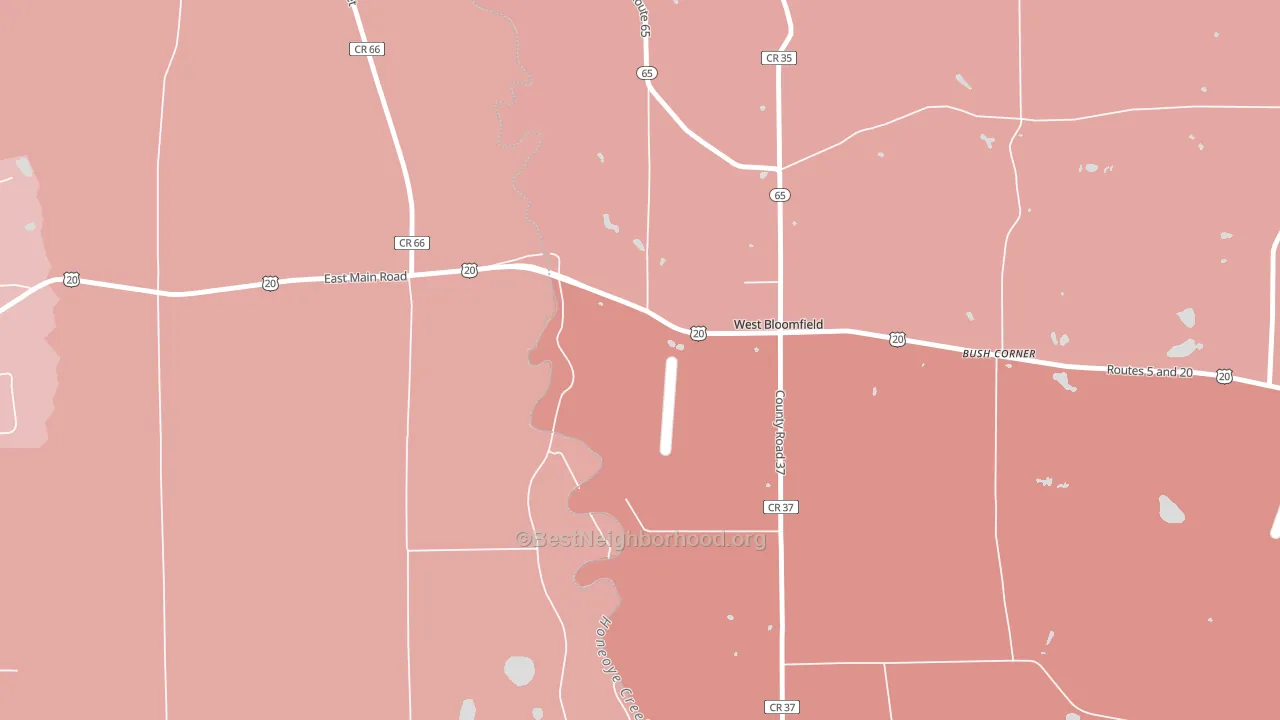 14585, NY block-group political-lean map