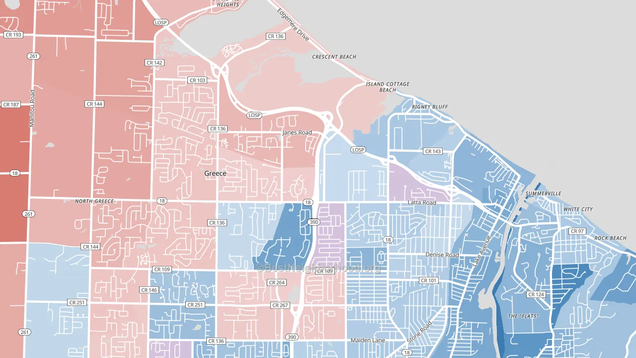 14612, NY block-group political-lean map