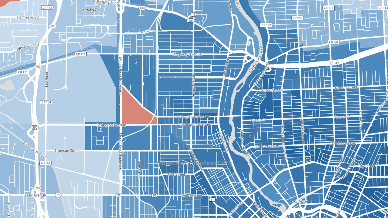 14613, NY block-group political-lean map