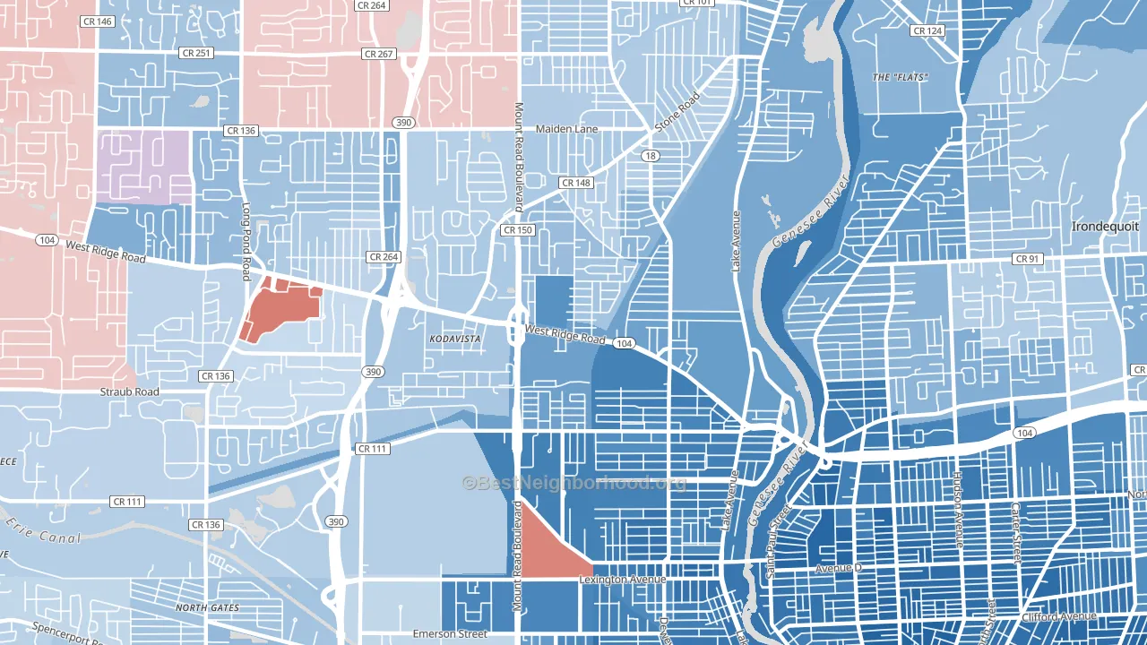 14615, NY block-group political-lean map