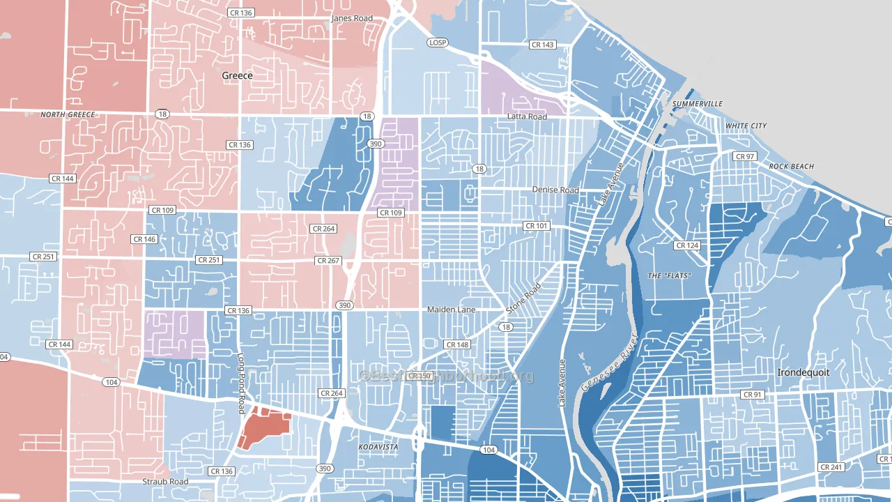14616, NY block-group political-lean map