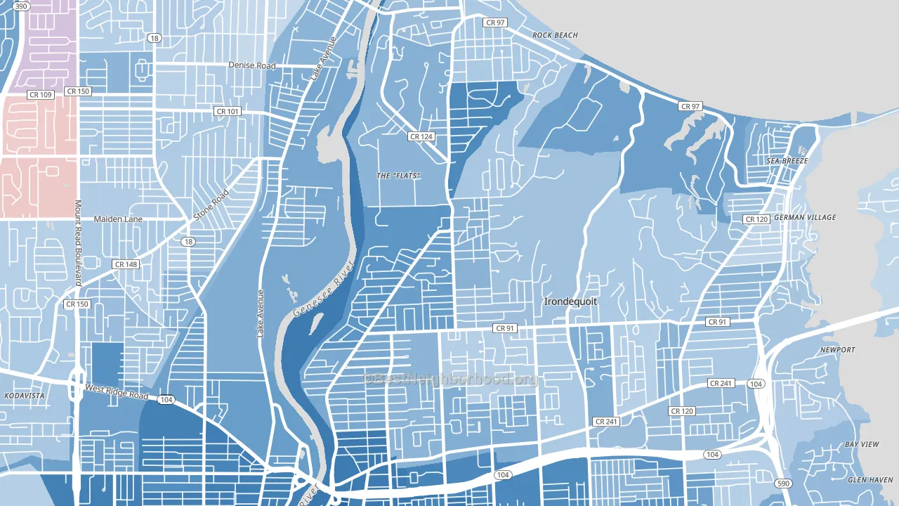 14617, NY block-group political-lean map