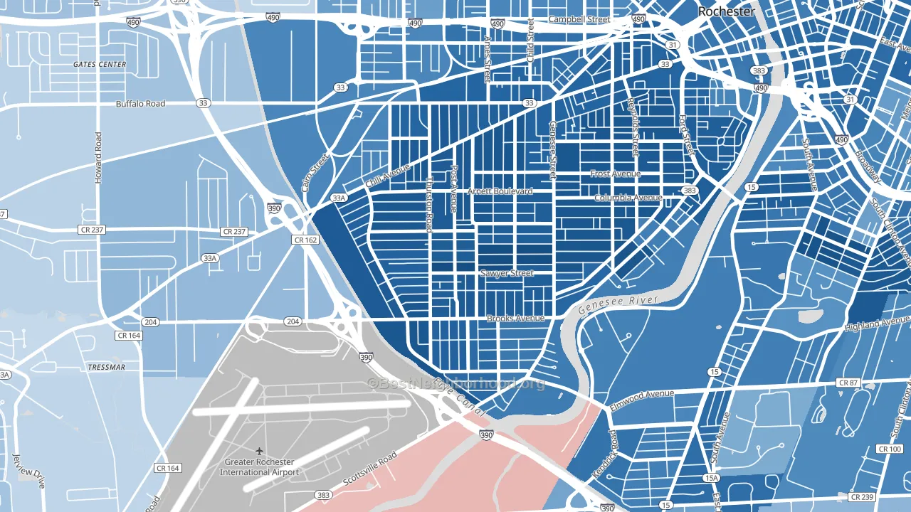 14619, NY block-group political-lean map