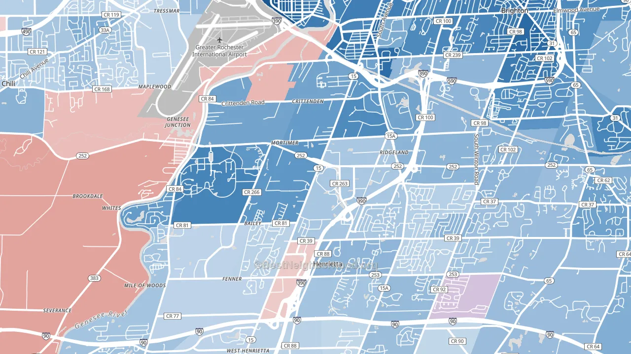 14623, NY block-group political-lean map