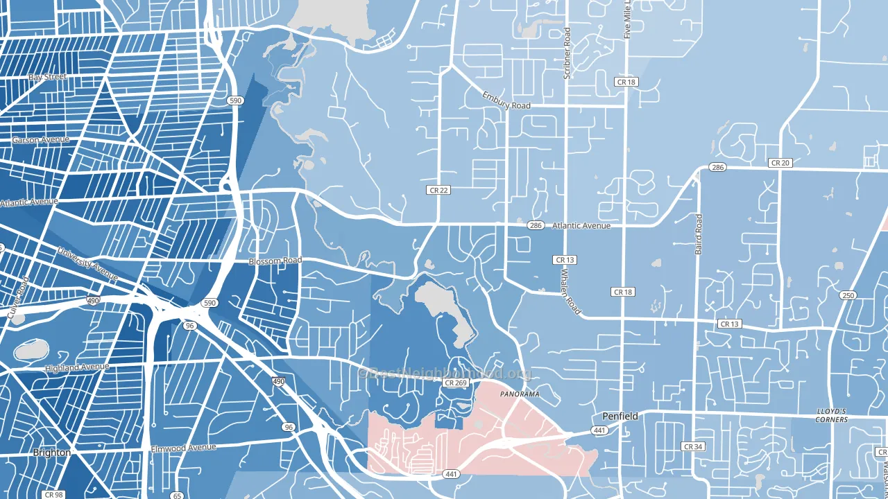 14625, NY block-group political-lean map