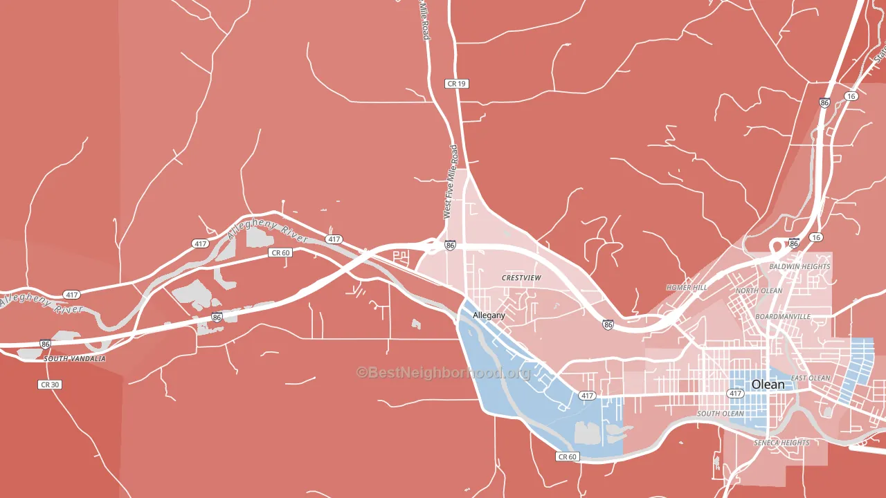 14706, NY block-group political-lean map