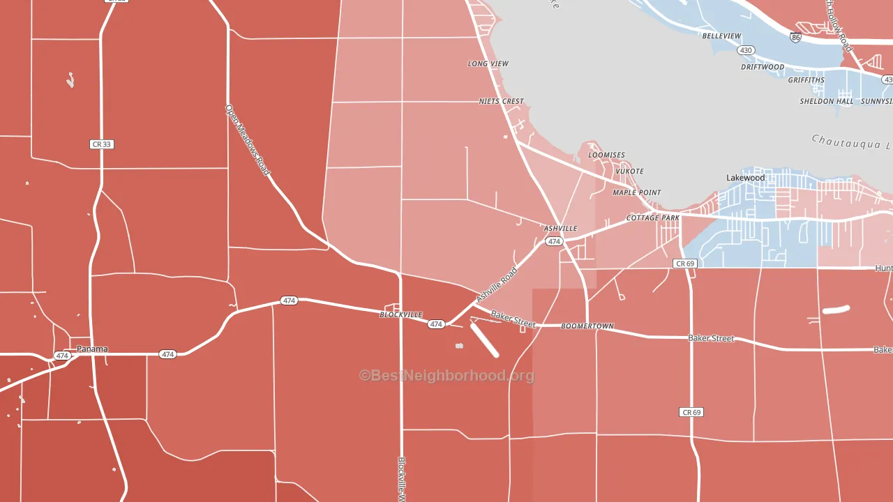 14710, NY block-group political-lean map