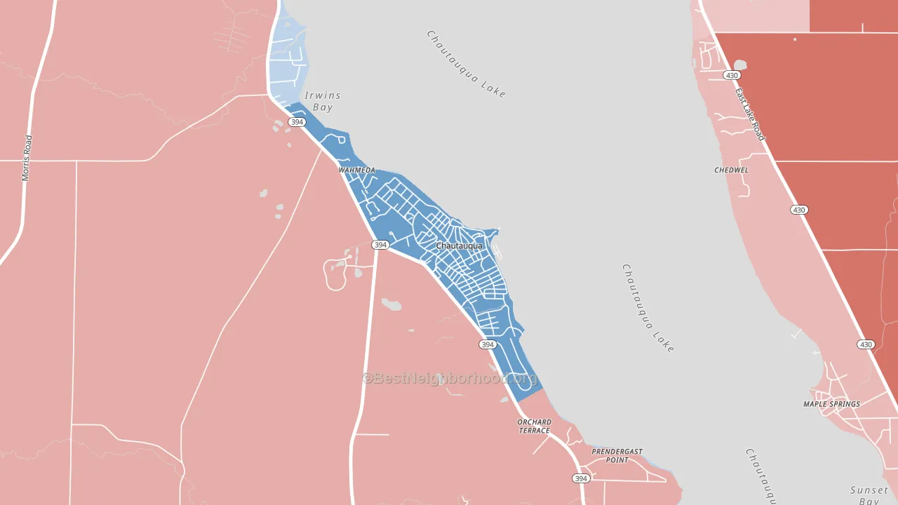 14722, NY block-group political-lean map
