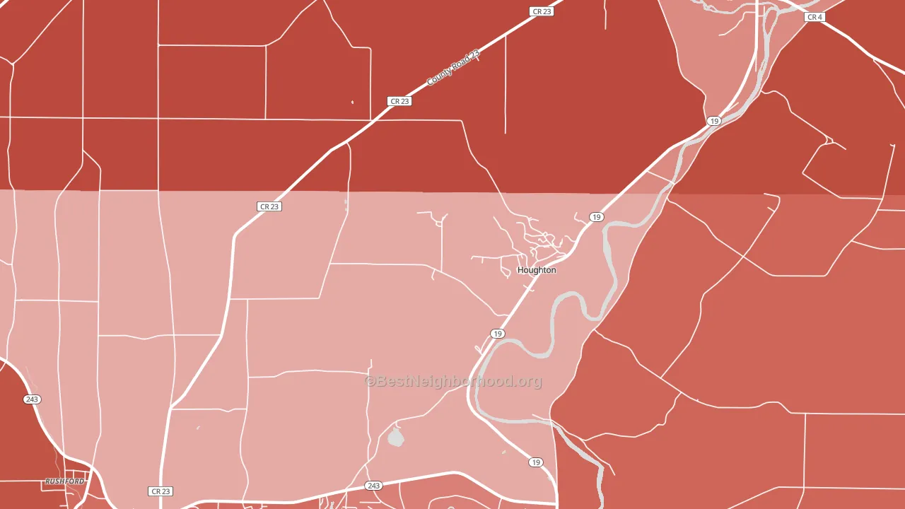 14744, NY block-group political-lean map