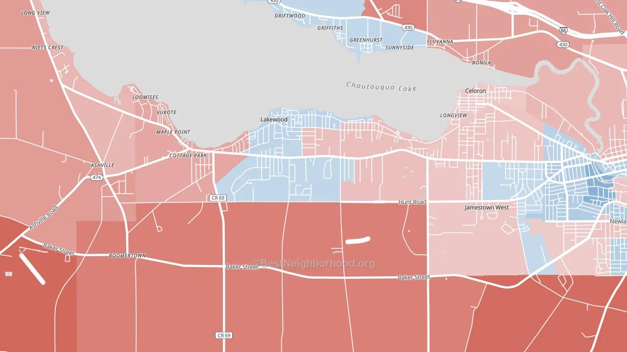 14750, NY block-group political-lean map