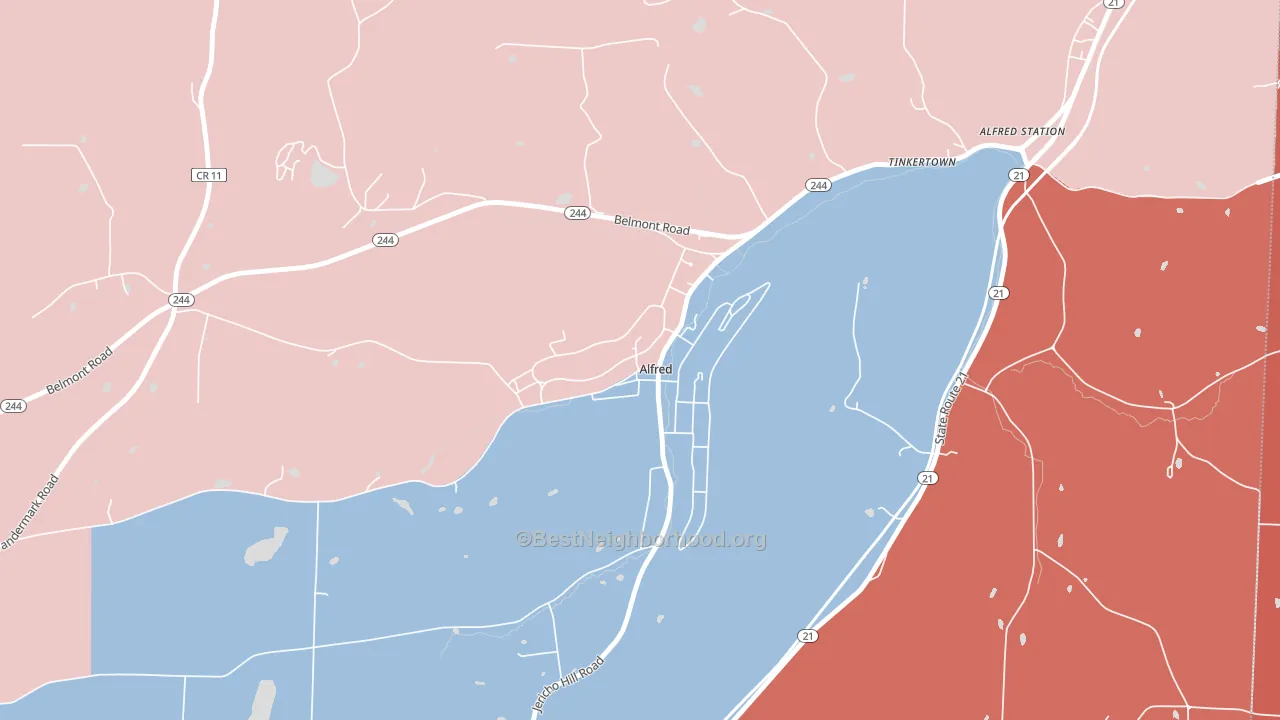 14802, NY block-group political-lean map
