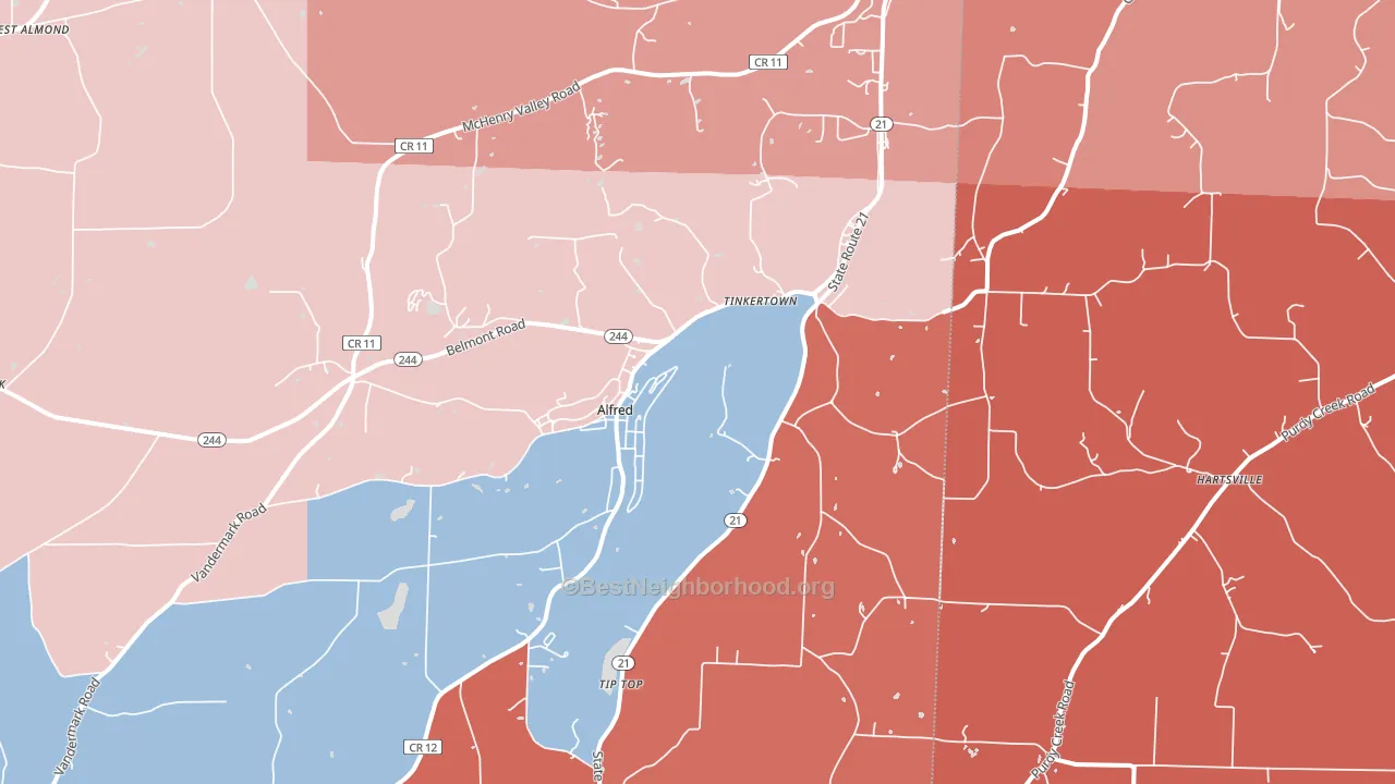 14803, NY block-group political-lean map