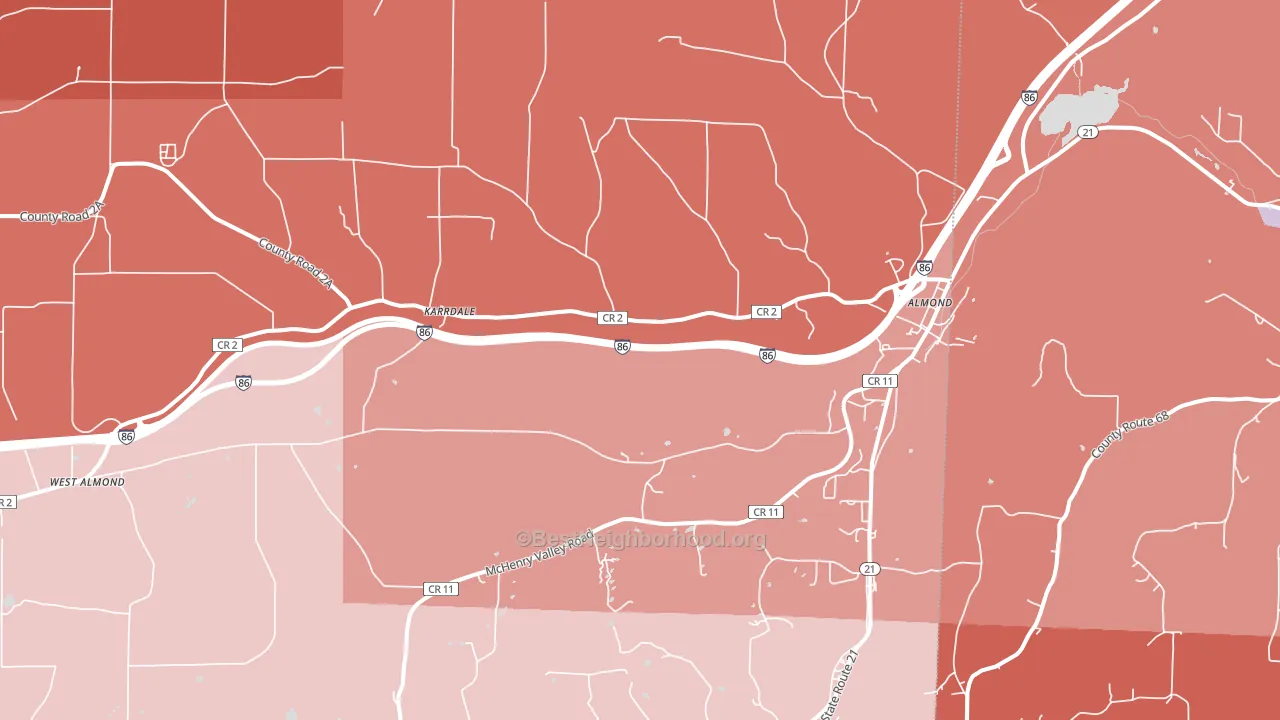 14804, NY block-group political-lean map