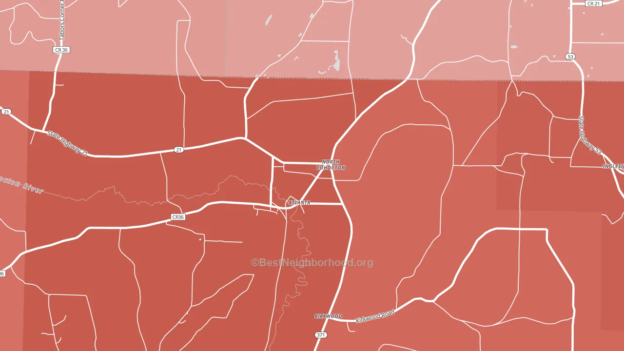 14808, NY block-group political-lean map