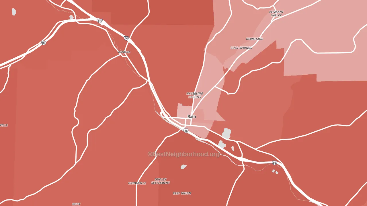 14810, NY block-group political-lean map