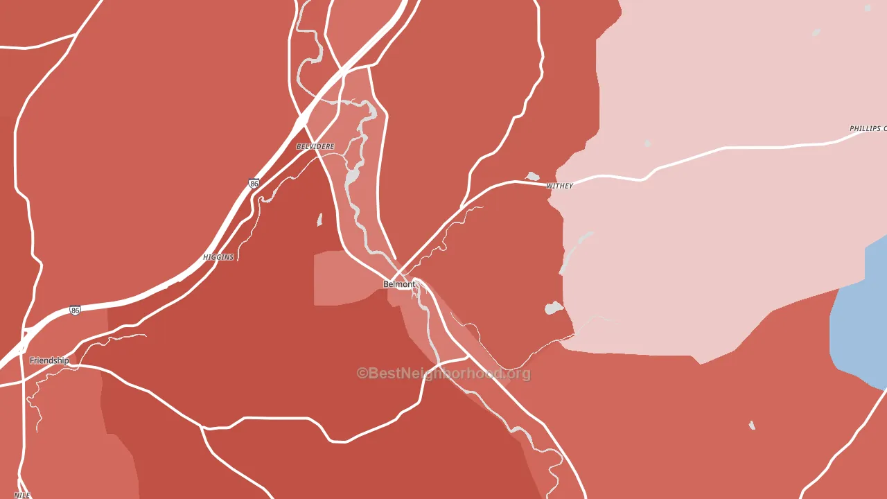 14813, NY block-group political-lean map