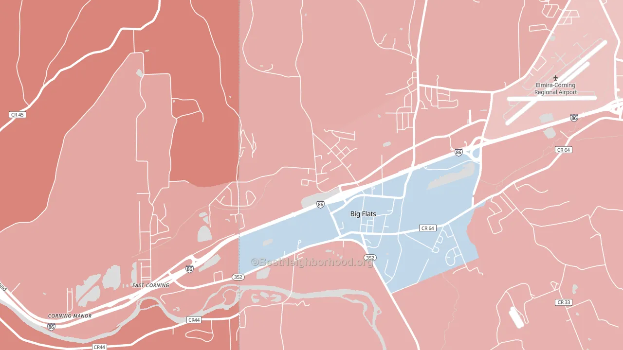 14814, NY block-group political-lean map