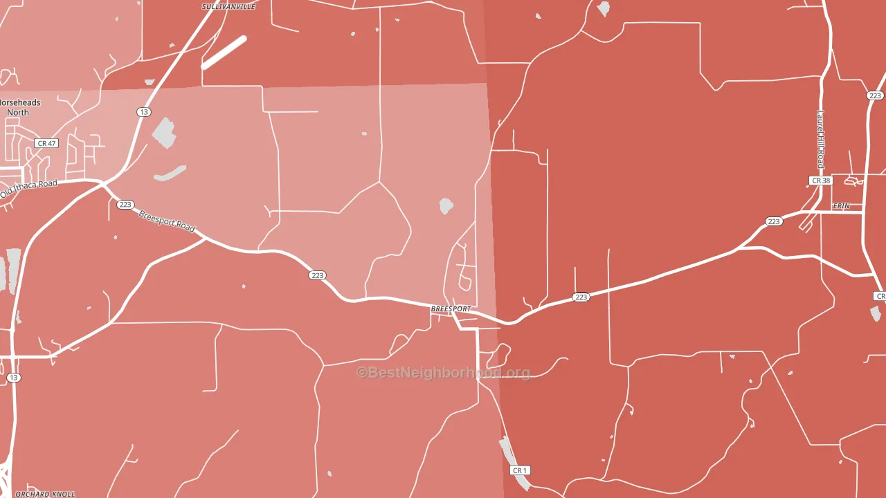 14816, NY block-group political-lean map