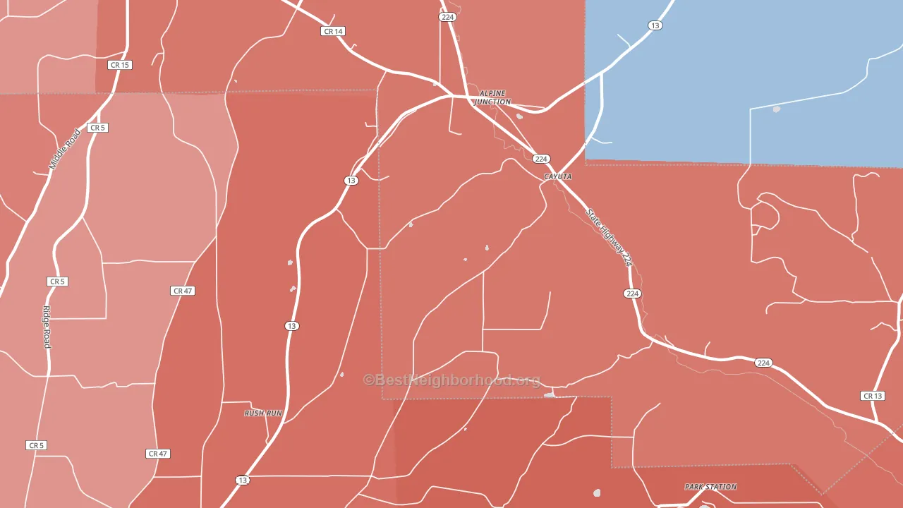 14824, NY block-group political-lean map