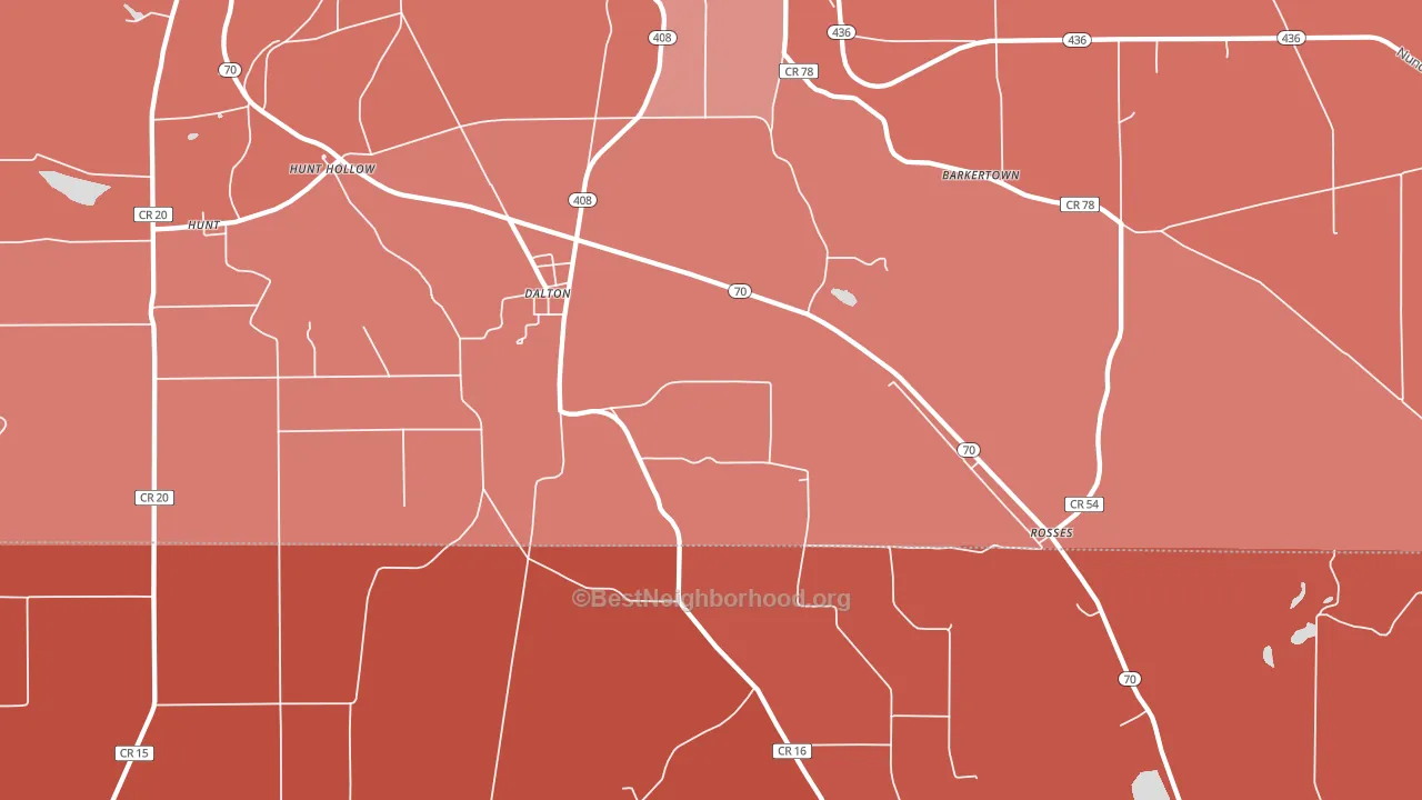 14836, NY block-group political-lean map