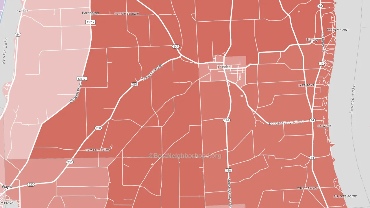 14837, NY block-group political-lean map