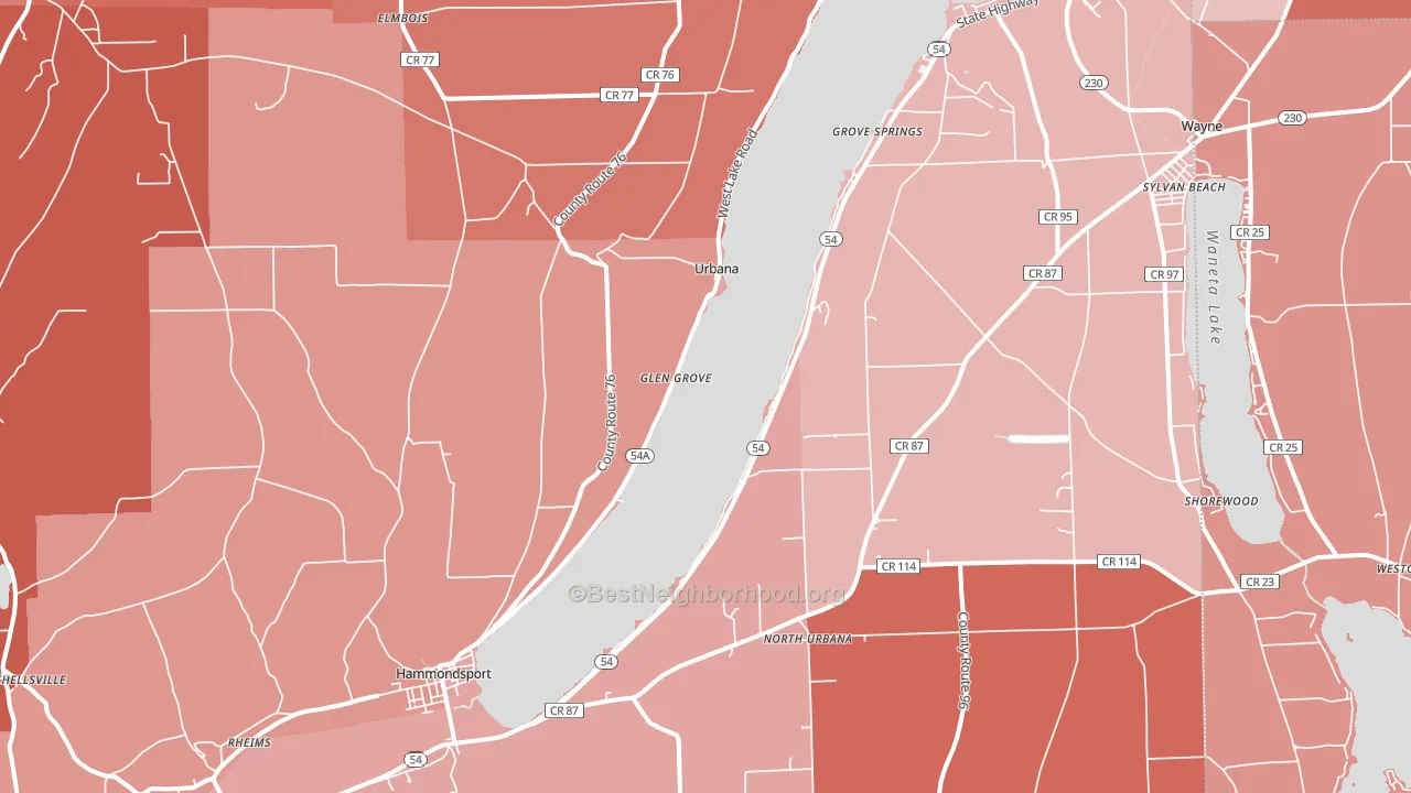 14840, NY block-group political-lean map
