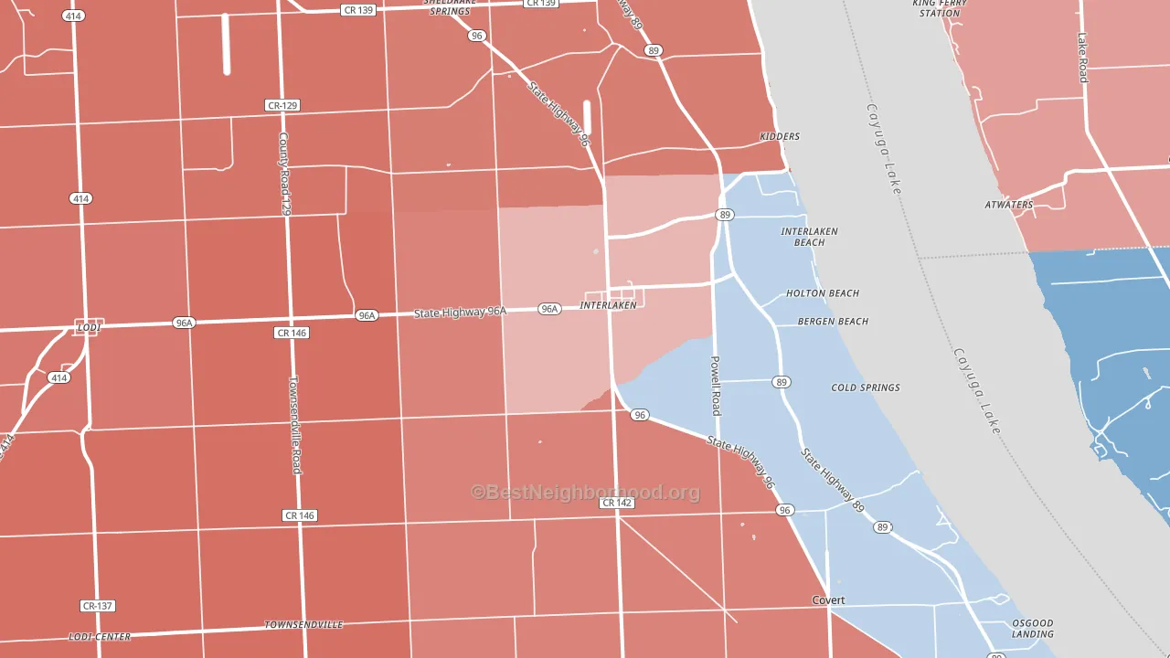 14847, NY block-group political-lean map