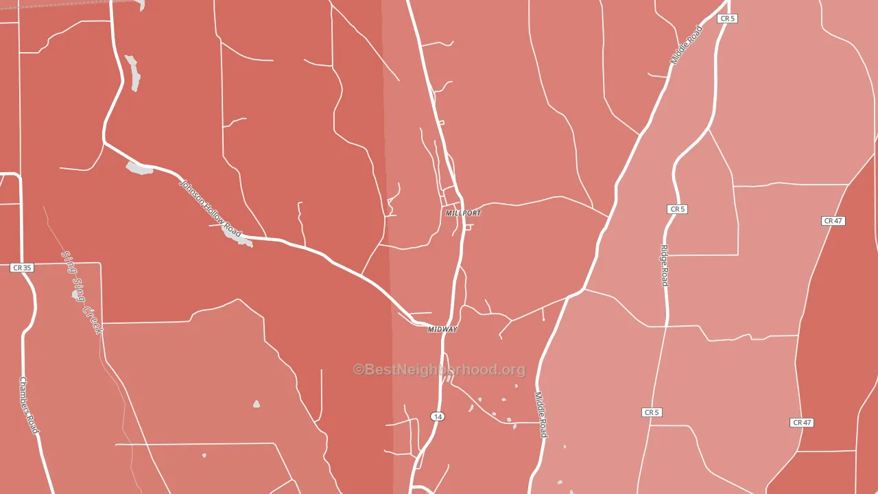 14864, NY block-group political-lean map