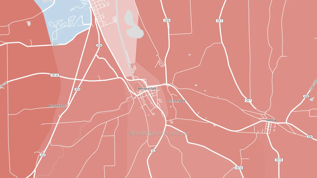 14865, NY block-group political-lean map