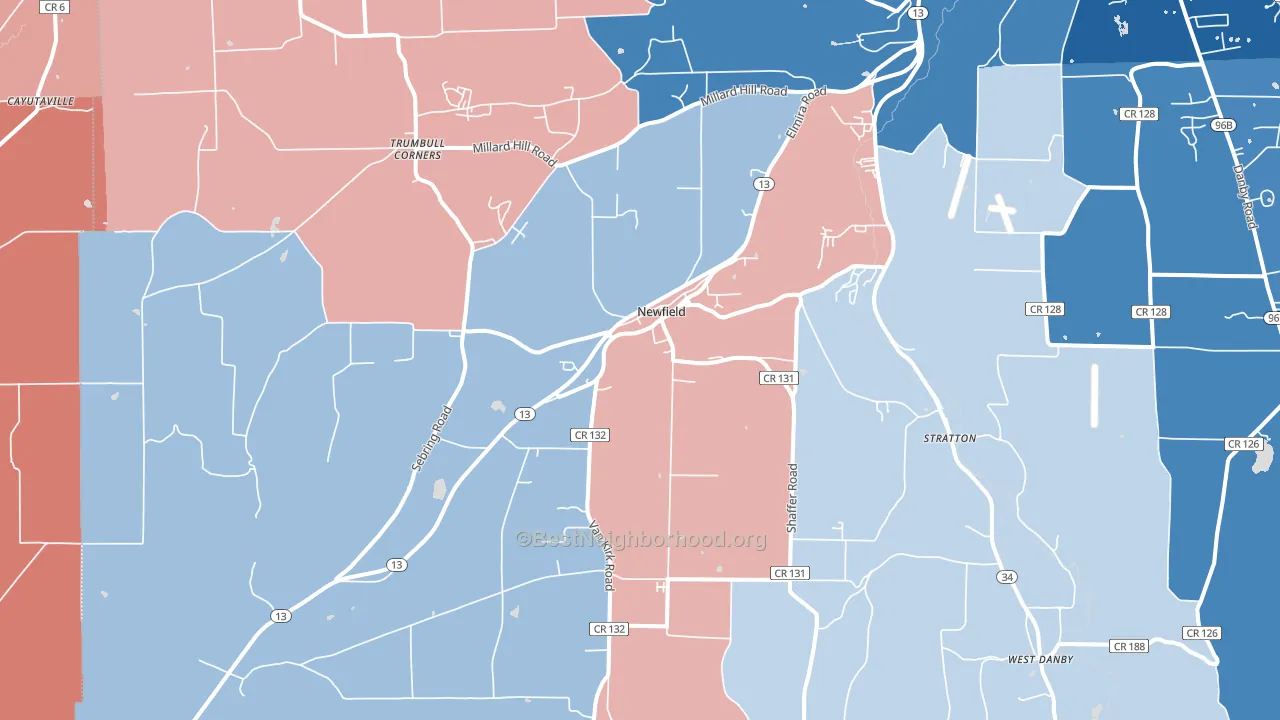14867, NY block-group political-lean map