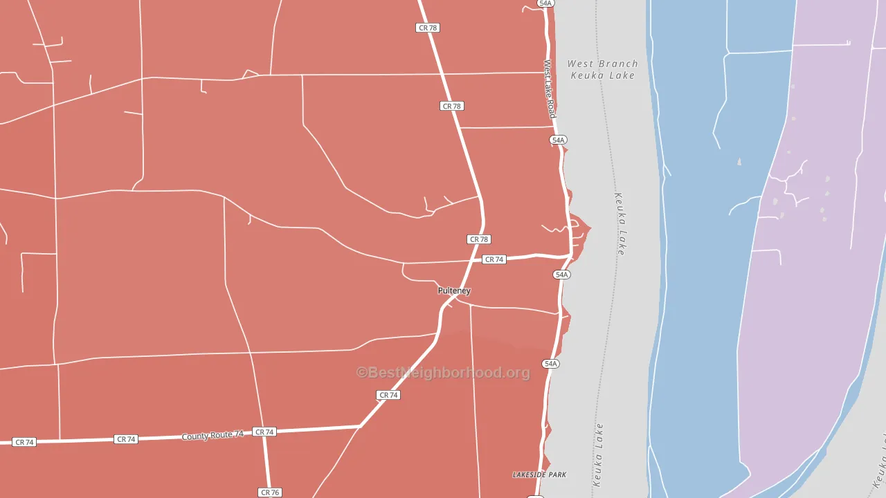 14874, NY block-group political-lean map