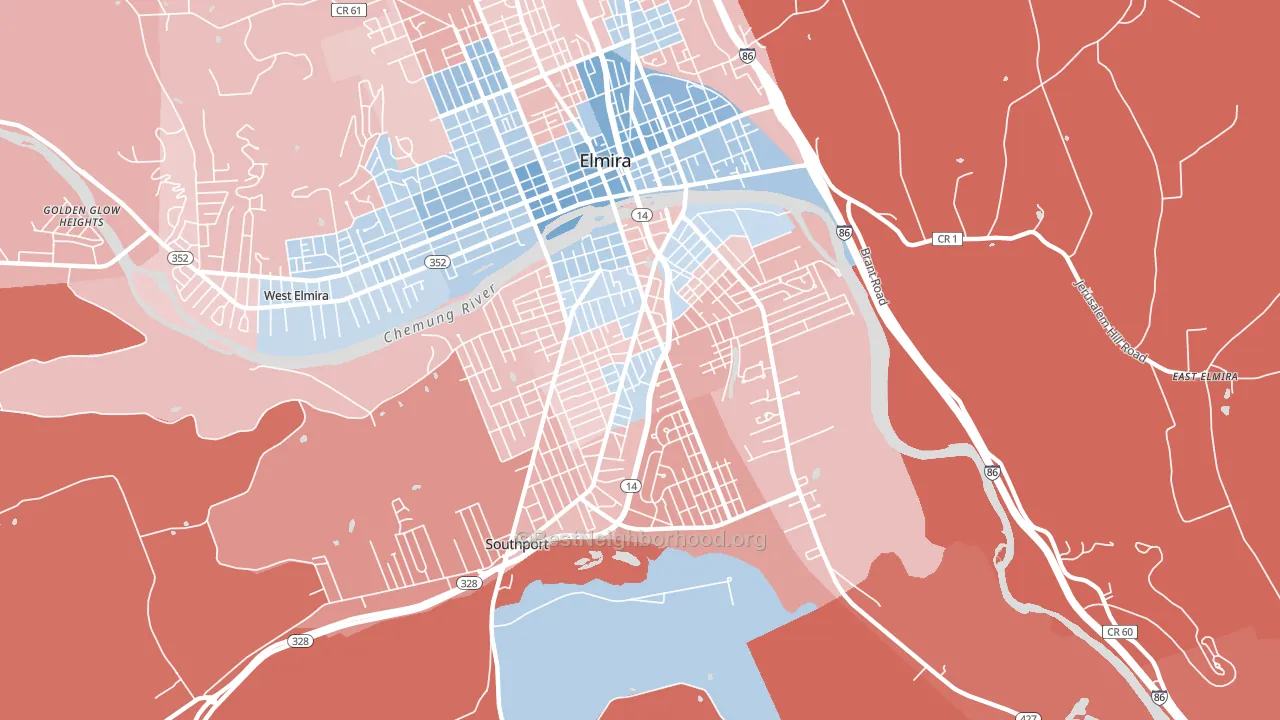 14904, NY block-group political-lean map