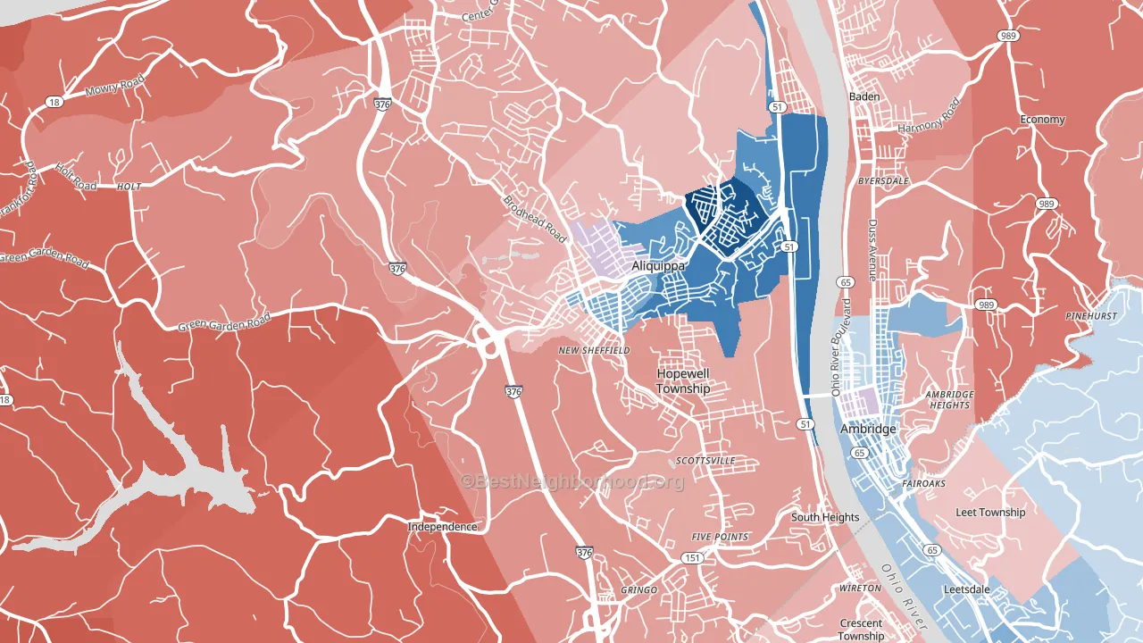 15001, PA block-group political-lean map