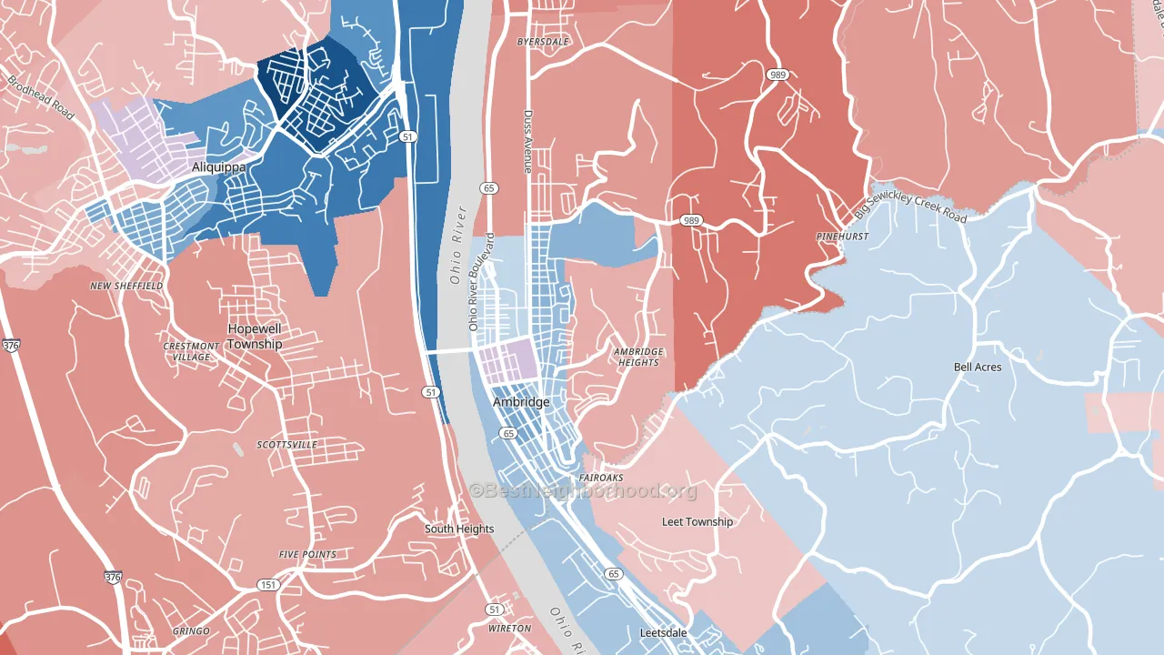 15003, PA block-group political-lean map