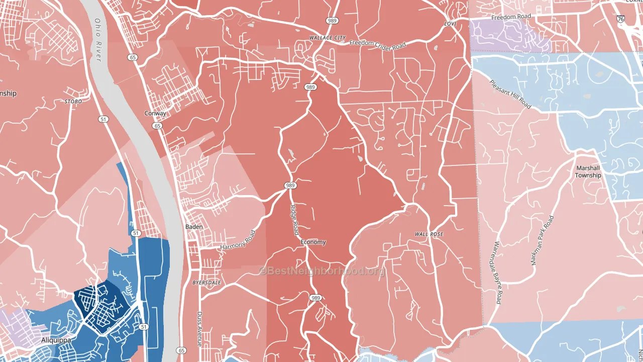 15005, PA block-group political-lean map