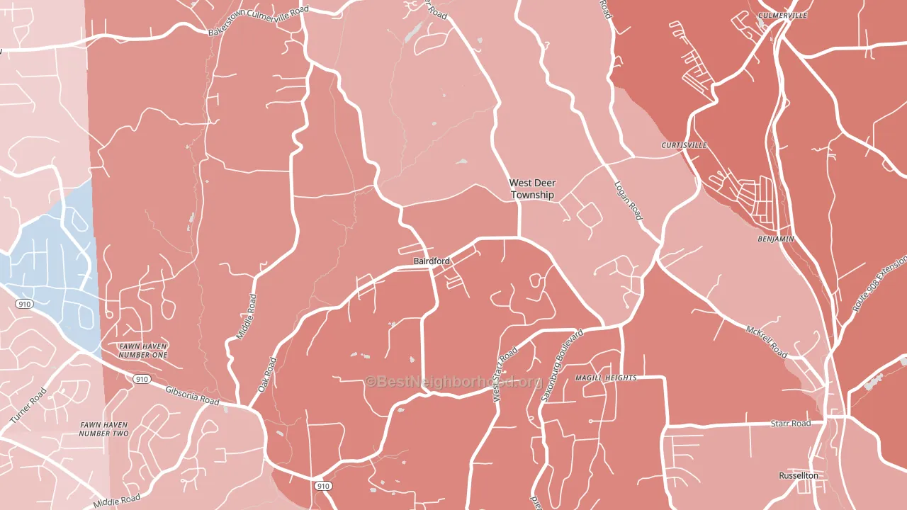 15006, PA block-group political-lean map