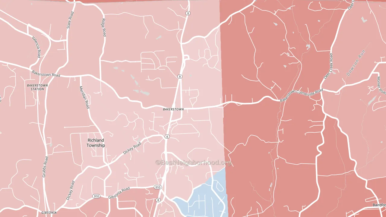 15007, PA block-group political-lean map