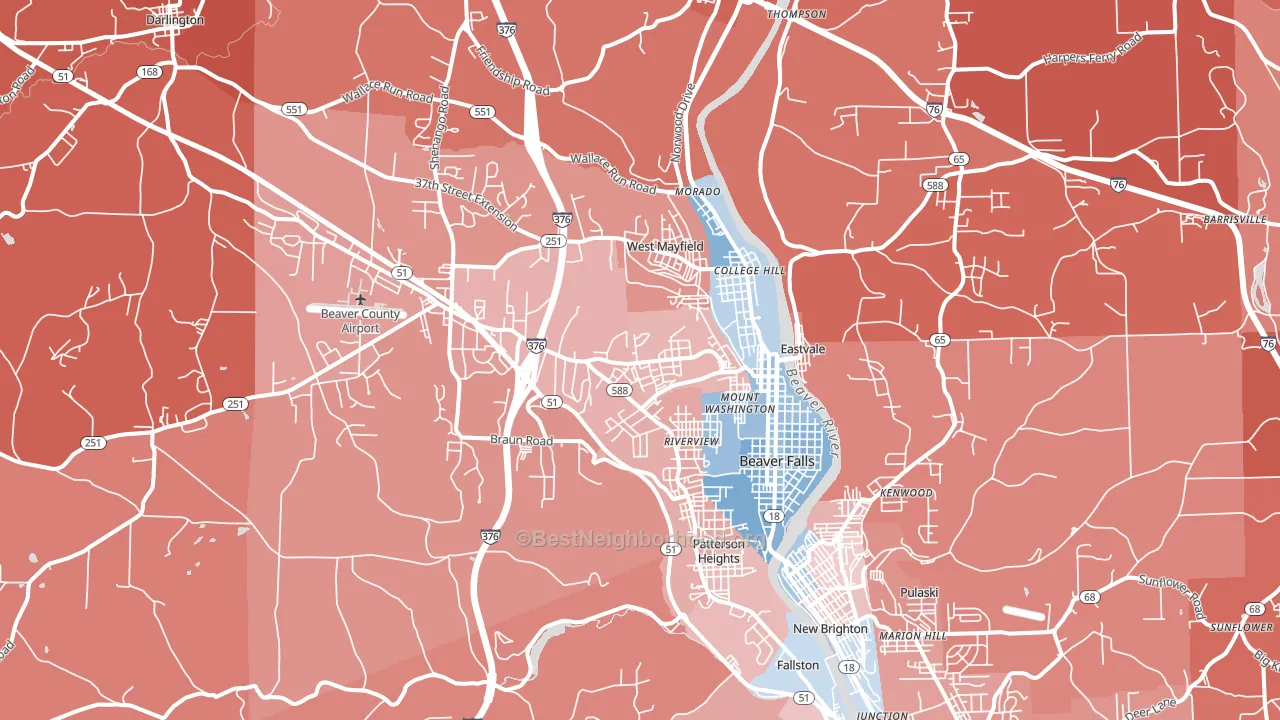 15010, PA block-group political-lean map