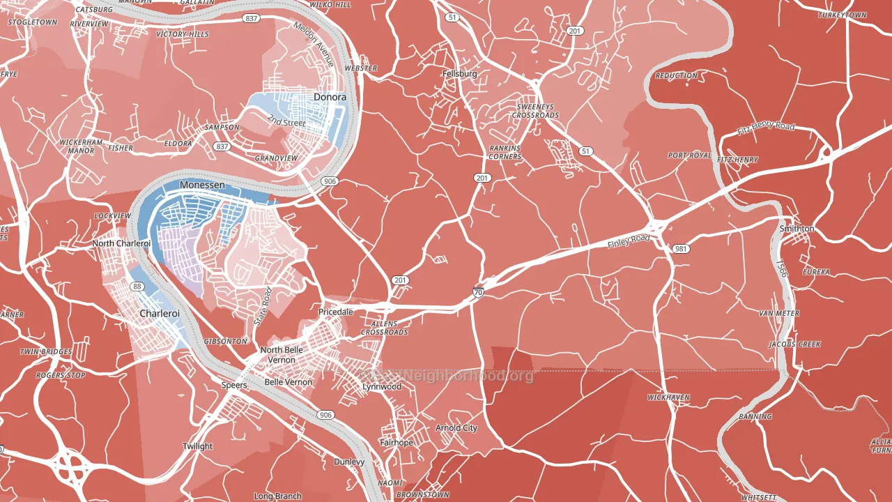 15012, PA block-group political-lean map