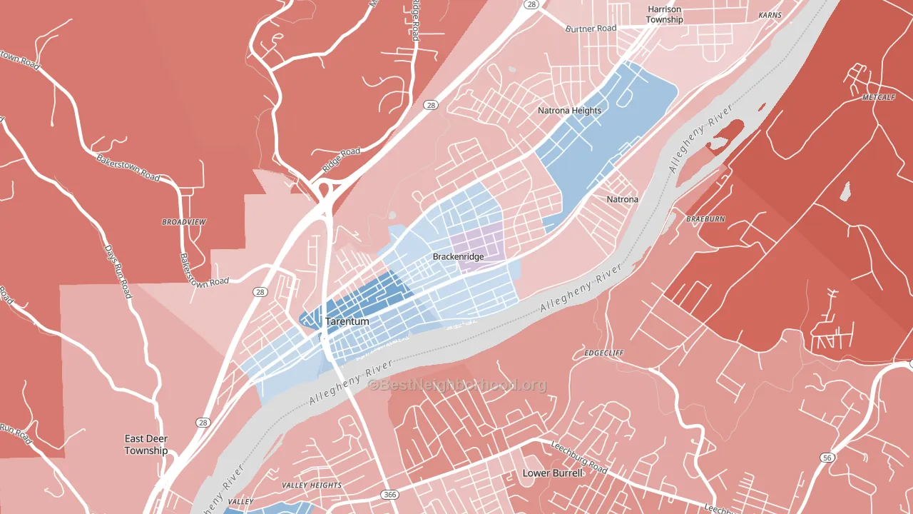 15014, PA block-group political-lean map