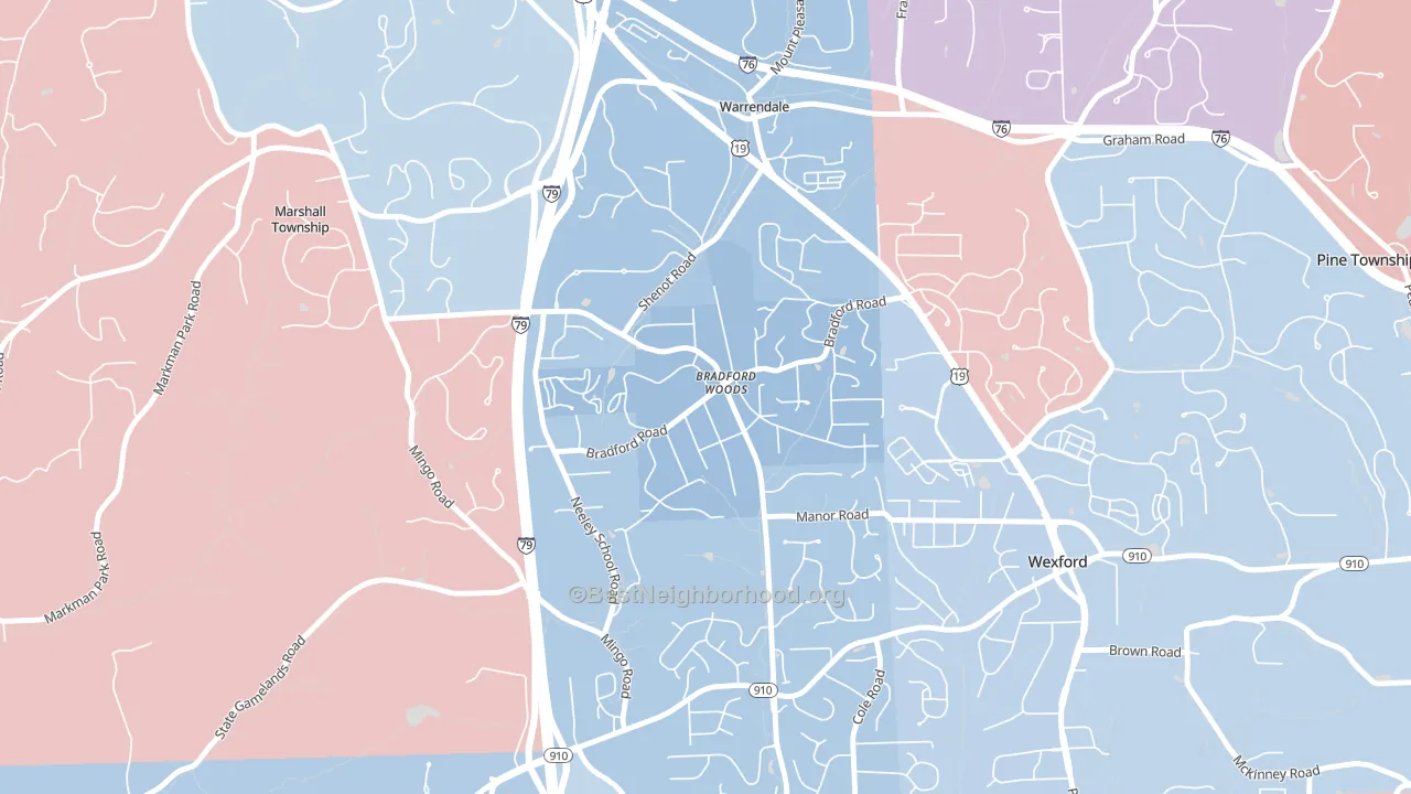 15015, PA block-group political-lean map