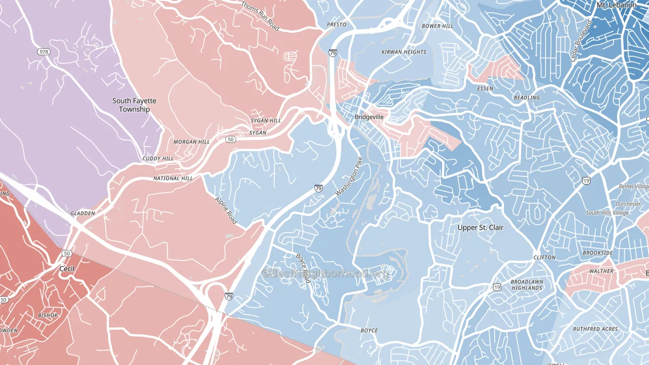 15017, PA block-group political-lean map